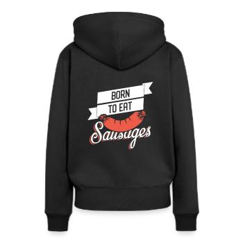 Saucisses - Sweat à capuche Premium bio Femme - noir - Dos - Julia (174cm)