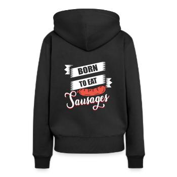 Saucisses - Sweat à capuche Premium bio Femme - noir - Dos - Julia (174cm)
