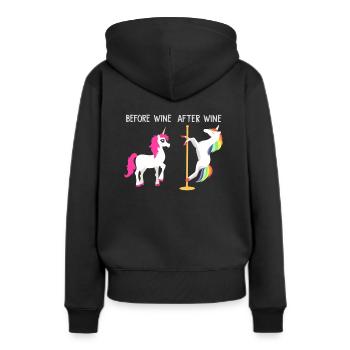 Betrunkenes Strippendes Einhorn Wein - Frauen Premium Bio Hoodie - Schwarz - Hinten - Julia (174cm)