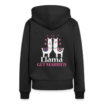 Lama se marier - Sweat à capuche Premium bio Femme - noir - Dos - Julia (174cm)