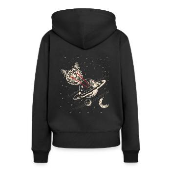 LASER CAT - Sweat à capuche Premium bio Femme - noir - Dos - Julia (174cm)