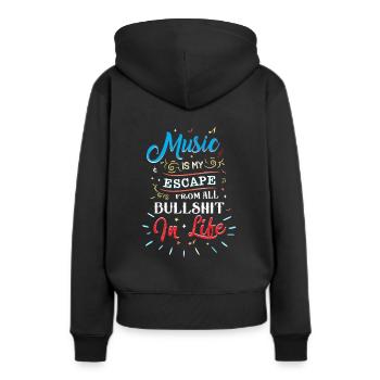 Musik ist meine Flucht von allem dem Bullshit - Frauen Premium Bio Hoodie - Schwarz - Hinten - Julia (174cm)