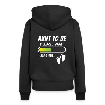 Aunt to be, please wait, loading - Frauen Premium Bio Hoodie - Schwarz - Hinten - Julia (174cm)
