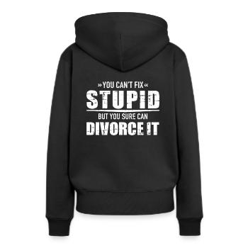 Scheidung - Frauen Premium Bio Hoodie - Schwarz - Hinten - Julia (174cm)