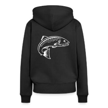 Lachs - Frauen Premium Bio Hoodie - Schwarz - Hinten - Julia (174cm)