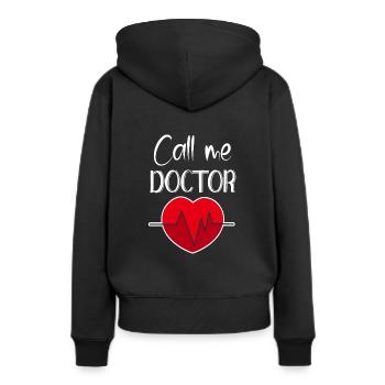 Rufen Sie mich an Doktor Rufen Sie mich an Doktor Doktorat - Frauen Premium Bio Hoodie - Schwarz - Hinten - Julia (174cm)