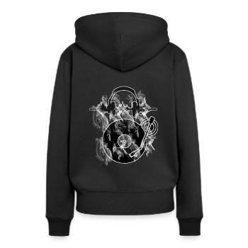 Disques vinyle écouteurs de vinyle - Sweat à capuche Premium bio Femme - noir - Dos - Julia (174cm)