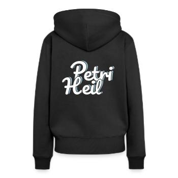 Petri Heil - Frauen Premium Bio Hoodie - Schwarz - Hinten - Julia (174cm)