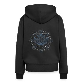 Géométrie sacrée du lotus - Sweat à capuche Premium bio Femme - noir - Dos - Julia (174cm)