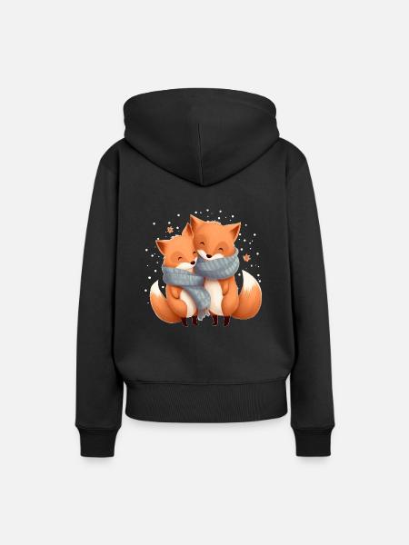 Füchse - Frauen Premium Bio Hoodie - Schwarz