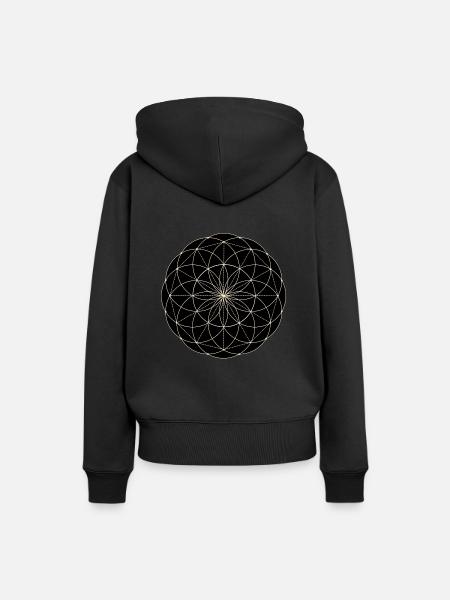 Heilige Geometrie Blume - Frauen Premium Bio Hoodie - Schwarz