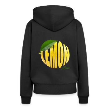 Lemon Lover - die Liebe zur sauren Frucht - Frauen Premium Bio Hoodie - Schwarz - Hinten - Julia (174cm)