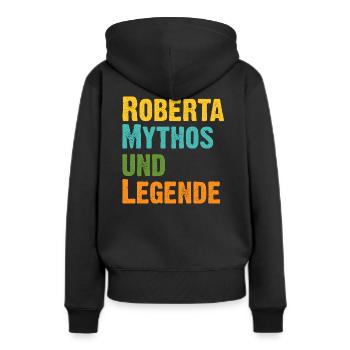 Roberta, die Frau der Mythos die Legende. Vintage - Frauen Premium Bio Hoodie - Schwarz - Hinten - Julia (174cm)