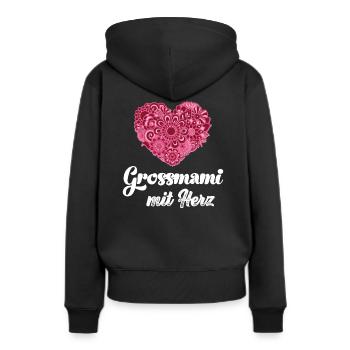 Grossmami mit Herz Oma Schweiz Grosi Schweizer Oma - Frauen Premium Bio Hoodie - Schwarz - Hinten - Julia (174cm)