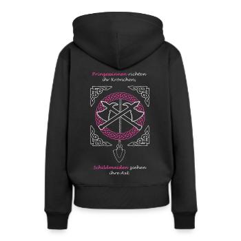 Maid 6 - Frauen Premium Bio Hoodie - Schwarz - Hinten - Julia (174cm)