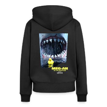 Megalodon der Schrecken der Bäder - Parodie - Frauen Premium Bio Hoodie - Schwarz - Hinten - Julia (174cm)