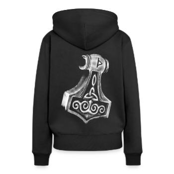 Thor Hammer Mjölnir - Sweat à capuche Premium bio Femme - noir - Dos - Julia (174cm)