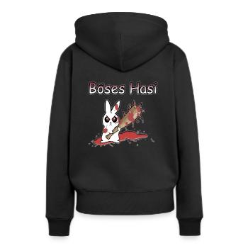 Böses Hasi - Frauen Premium Bio Hoodie - Schwarz - Hinten - Julia (174cm)