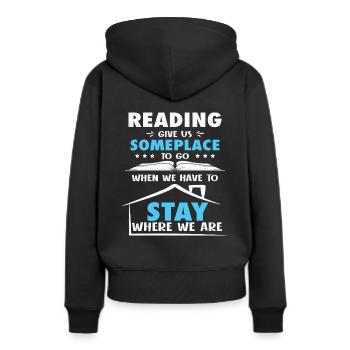 Mon livre sent mieux que votre tablette - Sweat à capuche Premium bio Femme - noir - Dos - Julia (174cm)
