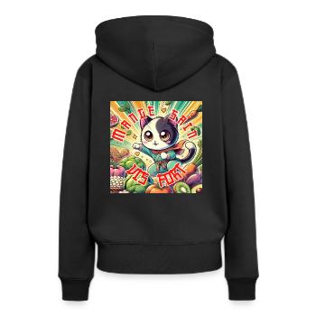 Gesund essen, hart leben - Frauen Premium Bio Hoodie - Schwarz - Hinten - Julia (174cm)