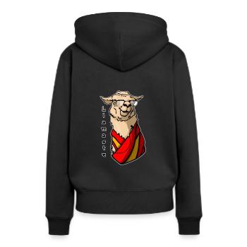 Llamaste - dalaï Lama - Sweat à capuche Premium bio Femme - noir - Dos - Julia (174cm)