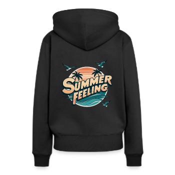 Sensation estivale - Sweat à capuche Premium bio Femme - noir - Dos - Julia (174cm)