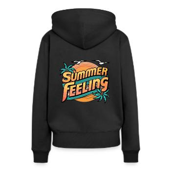 Sensation estivale - Sweat à capuche Premium bio Femme - noir - Dos - Julia (174cm)