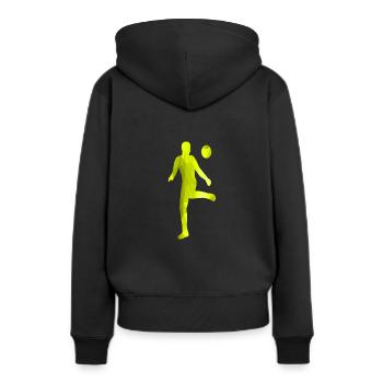 Fußballspieler - Frauen Premium Bio Hoodie - Schwarz - Hinten - Julia (174cm)
