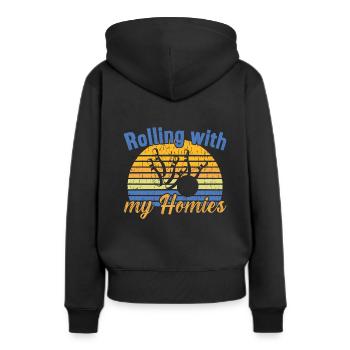 Rouler avec mes Homies / Bowling - Sweat à capuche Premium bio Femme - noir - Dos - Julia (174cm)