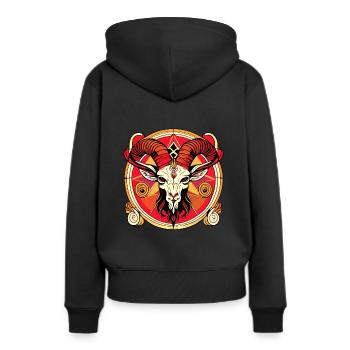 Baphomet - Luzifer - Teufel - Satan - 666 - Frauen Premium Bio Hoodie - Schwarz - Hinten - Julia (174cm)