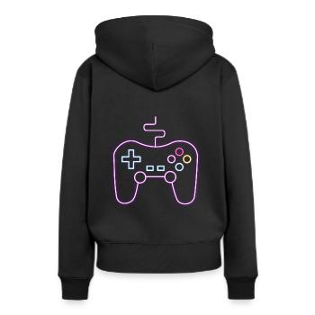 Neon Gamepad Gamer - Frauen Premium Bio Hoodie - Schwarz - Hinten - Julia (174cm)