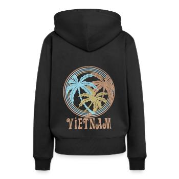 Vietnam - Frauen Premium Bio Hoodie - Schwarz - Hinten - Julia (174cm)