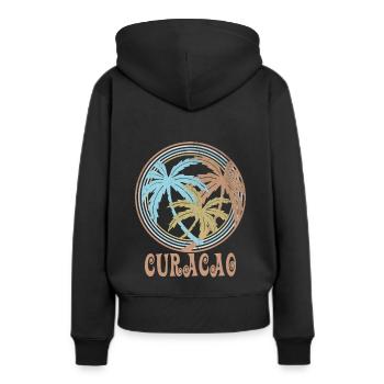 Curacao - Frauen Premium Bio Hoodie - Schwarz - Hinten - Julia (174cm)