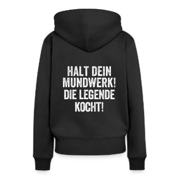 Hobbykoch Geschenk Spruch lustig - Frauen Premium Bio Hoodie - Schwarz - Hinten - Julia (174cm)