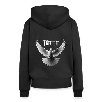 Freiheit Taube - Frauen Premium Bio Hoodie - Schwarz - Hinten - Julia (174cm)