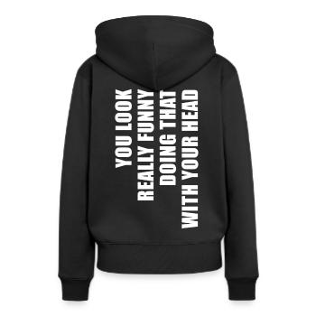 Phrase tordue - Sweat à capuche Premium bio Femme - noir - Dos - Julia (174cm)