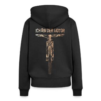 ICH BIN DER MOTOR - Kupfer Edition - Mountainbike - Frauen Premium Bio Hoodie - Schwarz - Hinten - Julia (174cm)