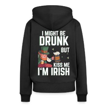 Le jour de la St Patricks : "Saying Kiss Me Im Irish Leprechaun - Sweat à capuche Premium bio Femme - noir - Dos - Julia (174cm)