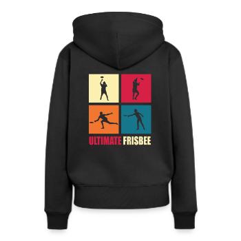 Ultimate Frisbee - Frauen Premium Bio Hoodie - Schwarz - Hinten - Julia (174cm)