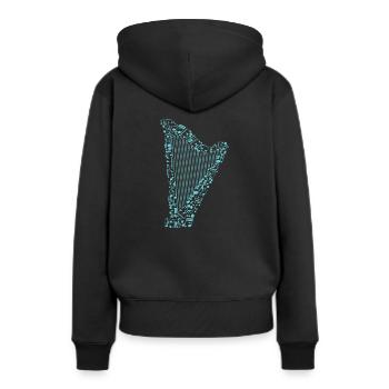 Harfe - Frauen Premium Bio Hoodie - Schwarz - Hinten - Julia (174cm)
