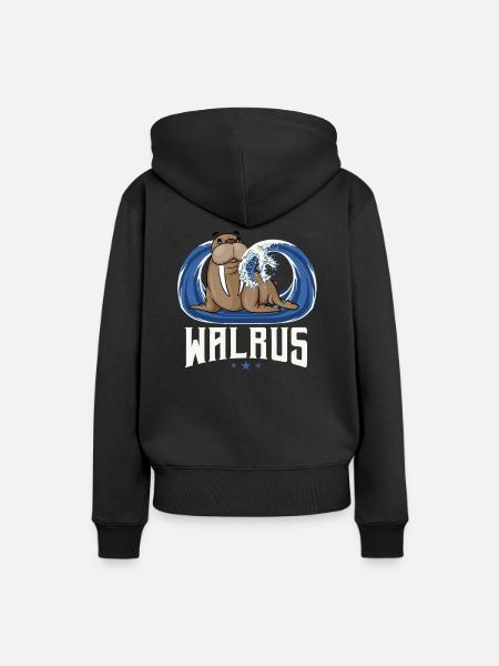 Walross - Frauen Premium Bio Hoodie - Schwarz