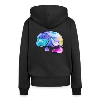 Seekuh - Frauen Premium Bio Hoodie - Schwarz - Hinten - Julia (174cm)
