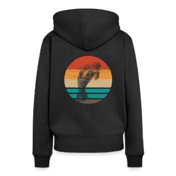 Seekuh - Frauen Premium Bio Hoodie - Schwarz - Hinten - Julia (174cm)