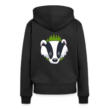 Dachs - Frauen Premium Bio Hoodie - Schwarz - Hinten - Julia (174cm)