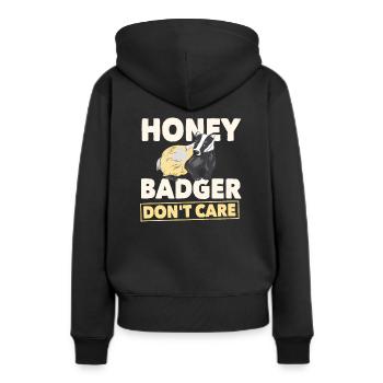 Honigdachs - Frauen Premium Bio Hoodie - Schwarz - Hinten - Julia (174cm)