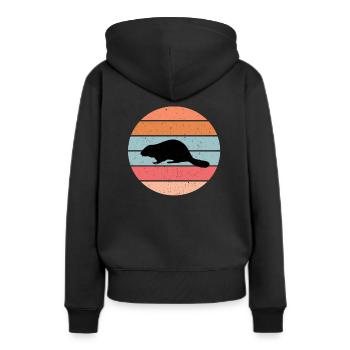 Biber - Frauen Premium Bio Hoodie - Schwarz - Hinten - Julia (174cm)