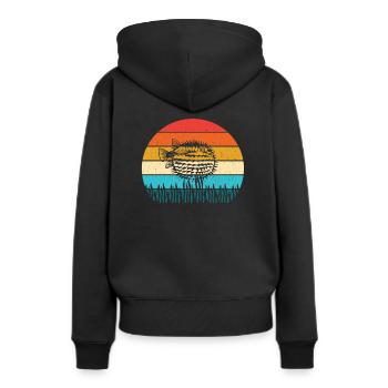 Kugelfisch - Frauen Premium Bio Hoodie - Schwarz - Hinten - Julia (174cm)