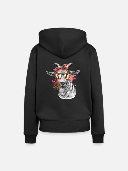 Coole Ziege - Frauen Premium Bio Hoodie - Schwarz