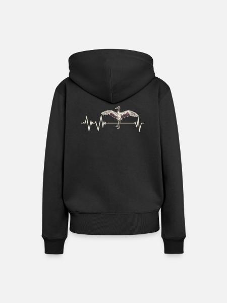 Kranich Vogel Herzschlag - Frauen Premium Bio Hoodie - Schwarz
