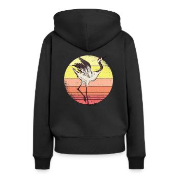 Kranich - Frauen Premium Bio Hoodie - Schwarz - Hinten - Julia (174cm)